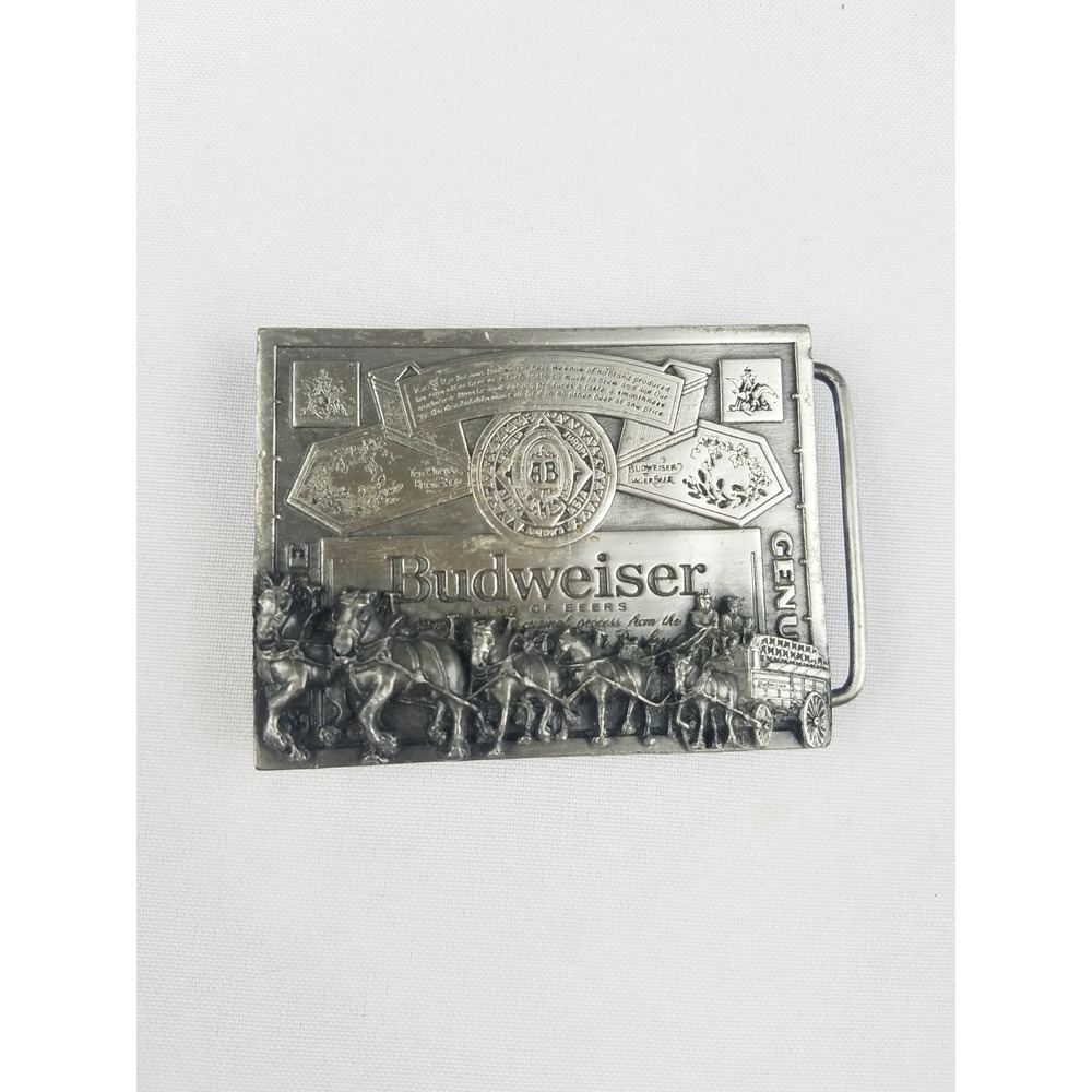 Vintage Budweiser Clydesdale horses pewter belt buckle markatron